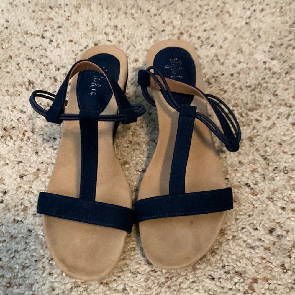 Blue wedge sandal. Size 6